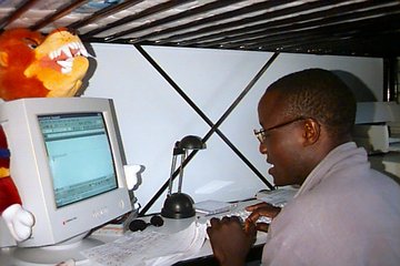 Geoffrey at the computer